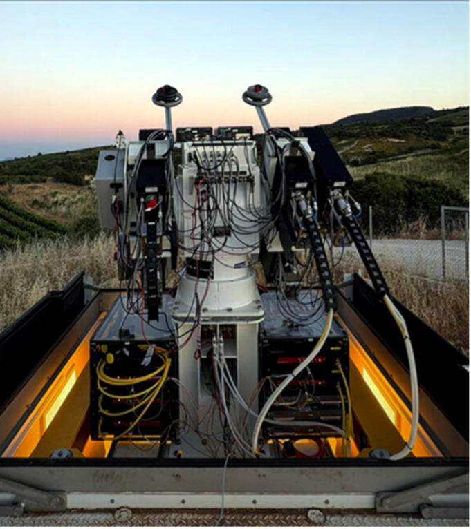 ULTIMA Ground Multi-Beam High-power fiber laser transmission system, Kryoneri Observatory, Greece.